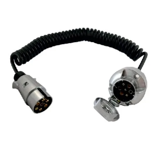 Przewód spiralny, wtyczka+gniazdo metalowe 7PIN